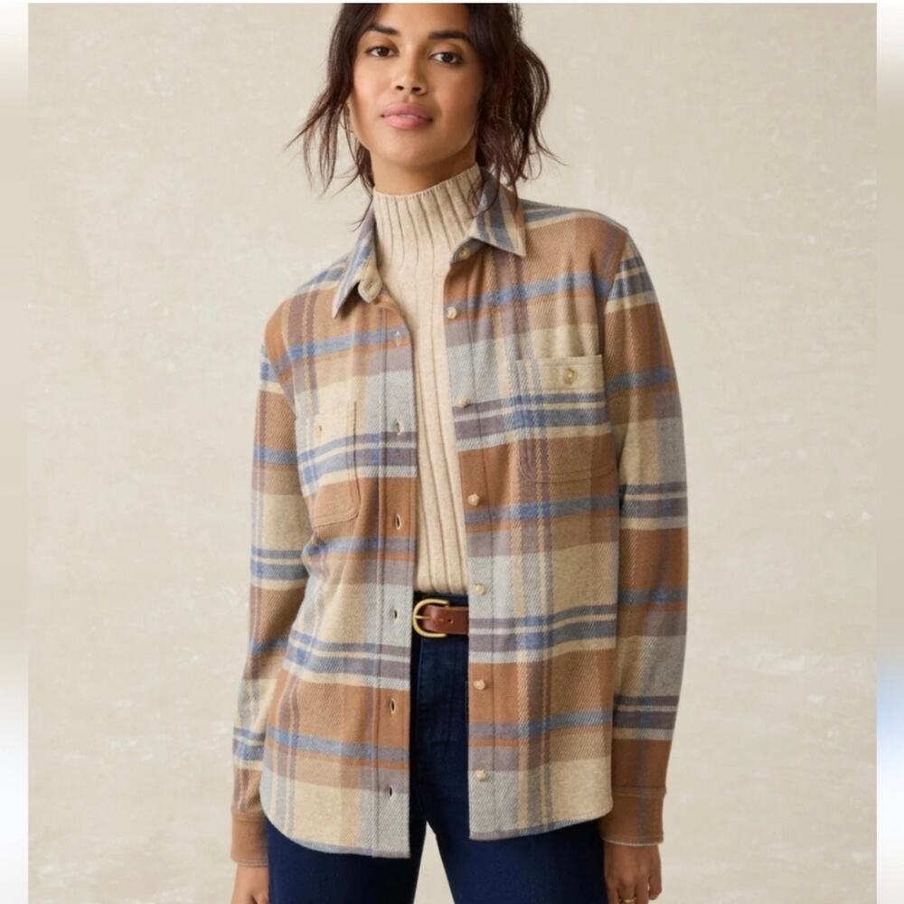 FAHERTY Women's Legend Classic Button Down Sweater Shirt in Rockland Plaid,Small